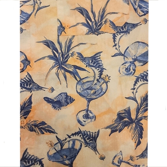 Columbia Mens' Peach and Blue Collared Short Sleeve Button Down Shirt size XL - Picture 4 of 6